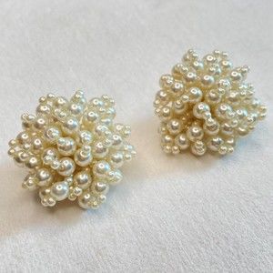 Clip On Earring Faux Pearl Bouquet Bunches